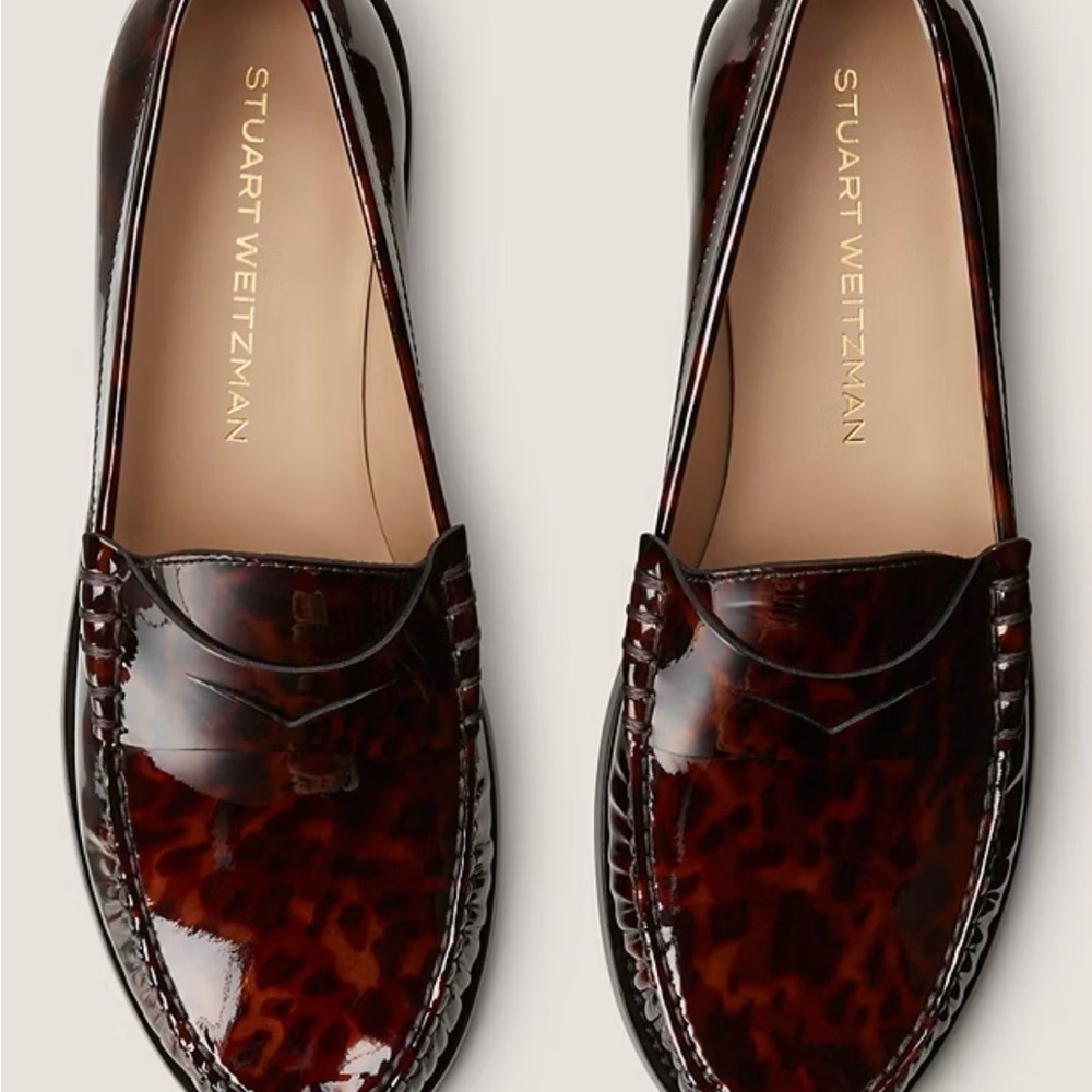 Stuart Weitzman Lottie Loafers in Gloss Tortoise / Dark Brown